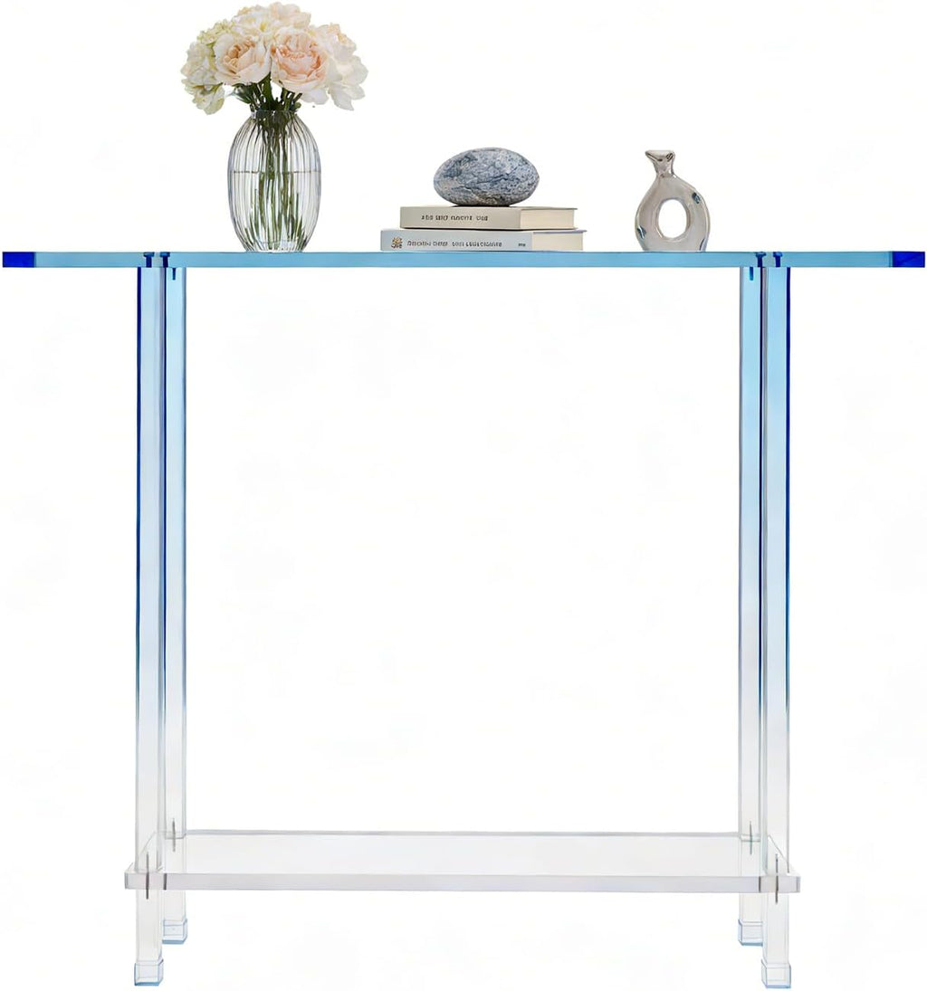 Gradient Blue 2-Tier Acrylic Console Table