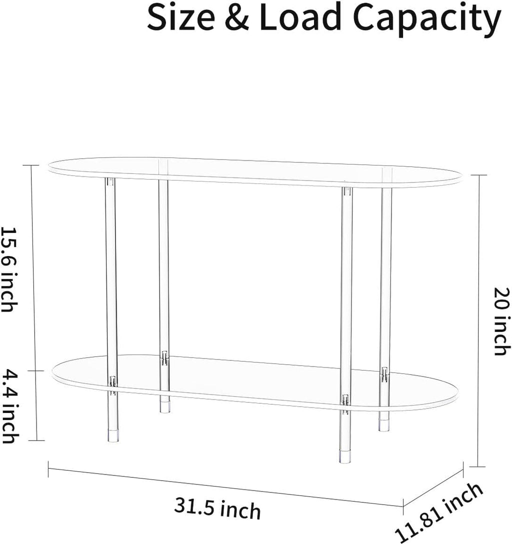 Oval 2-Tier Clear Acrylic Side Console Table