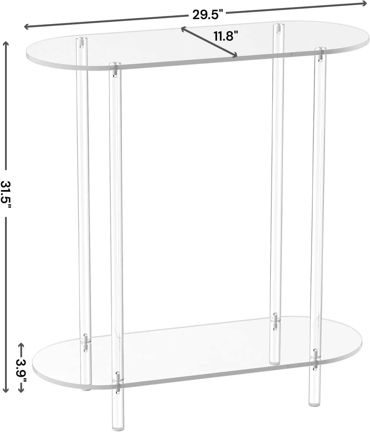 Small Oval 2-Tier Clear Acrylic Console Table