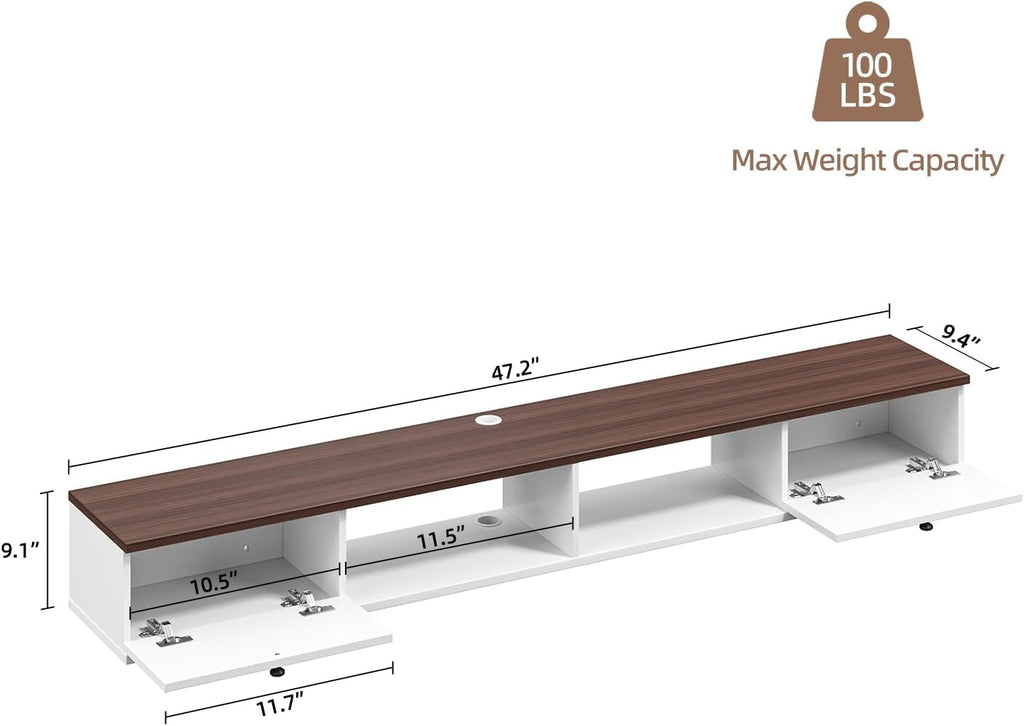 White Walnut 47 Inch Floating Wall Mounted TV Stand