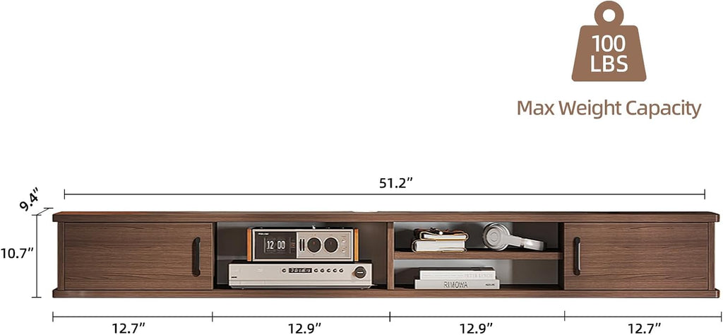 Walnut Wall Mounted Floating TV Stand