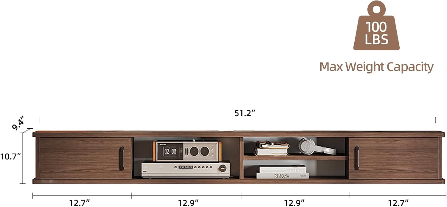 Walnut Wall Mounted Floating TV Stand