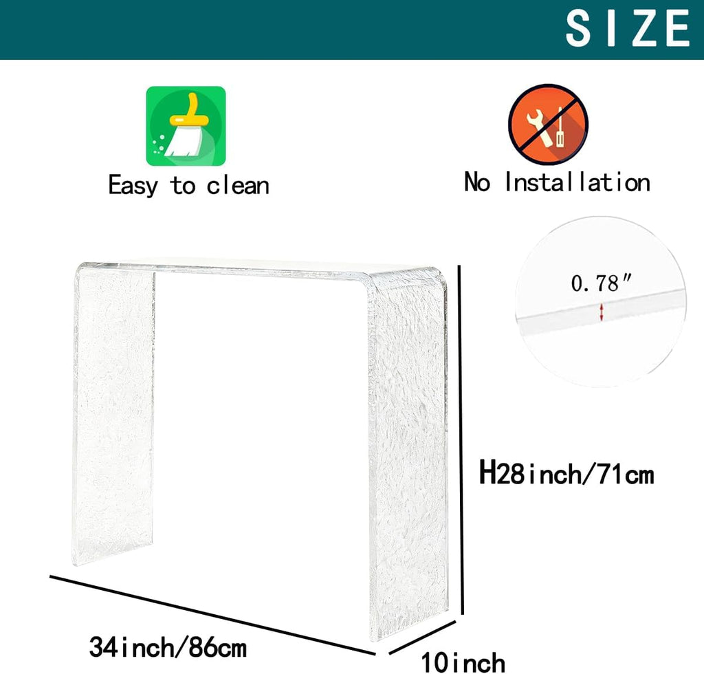 U-Shape Clear 1-Tier Acrylic Console Table