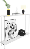 Cylindrical Leg 2-Tier Clear Narrow Acrylic Console Table