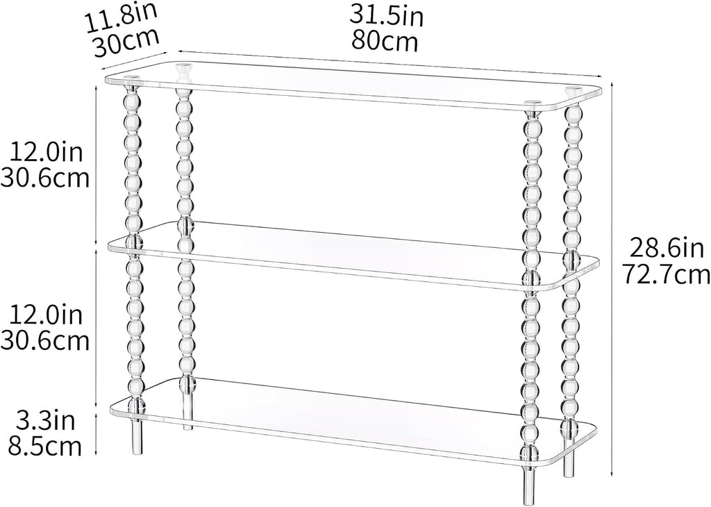 3-Tier Clear Acrylic Sofa Storage Table