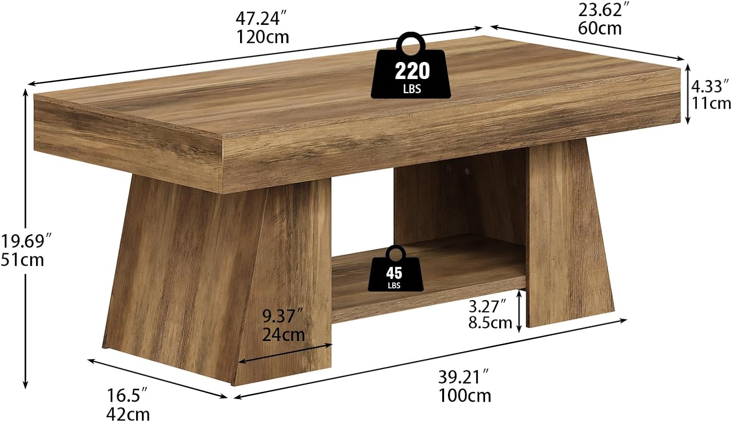 Farmhouse Wooden Storage Coffee Table