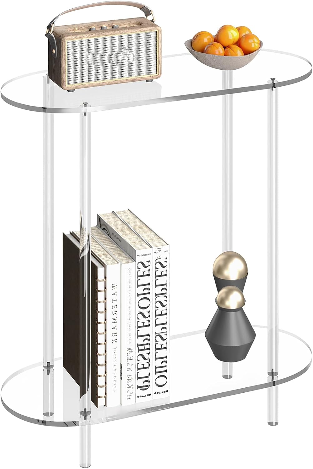 Clear Oval 2-Tier Acrylic Console Table