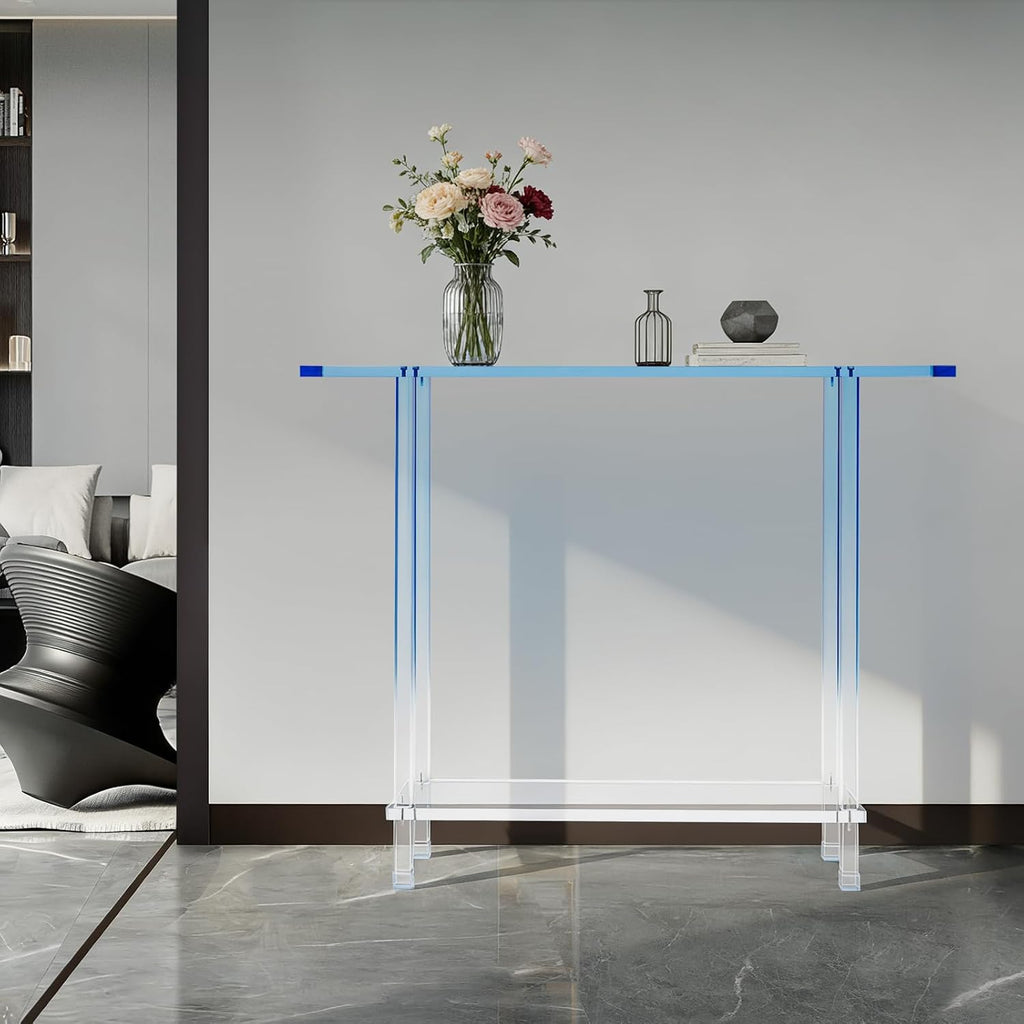 Gradient Blue 2-Tier Acrylic Console Table