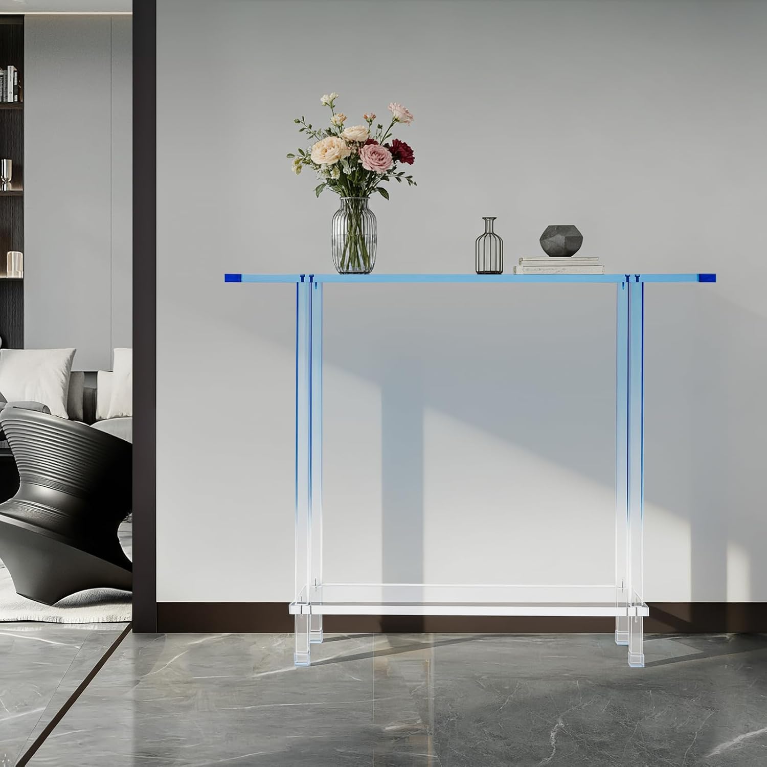 Gradient Blue 2-Tier Acrylic Console Table