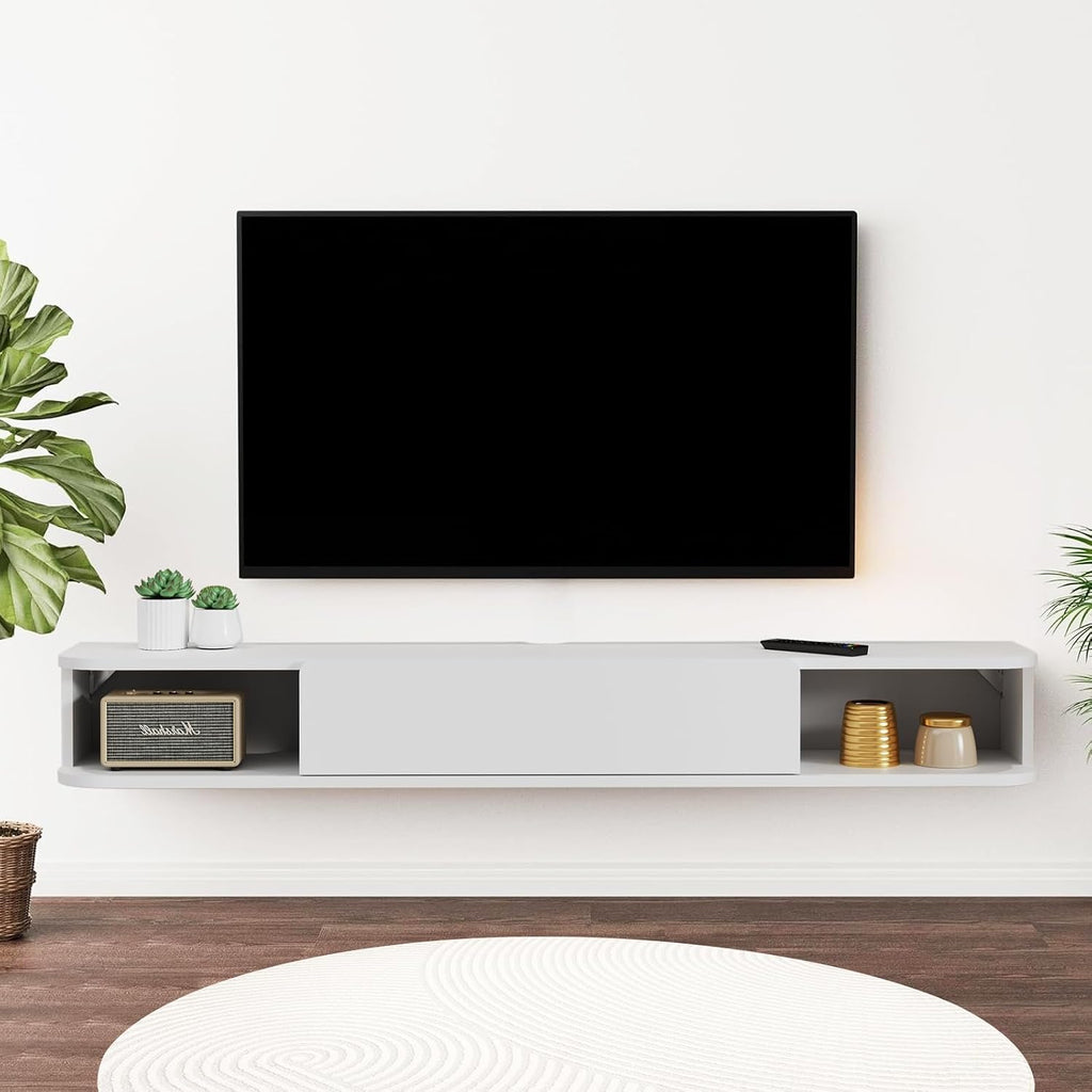 White Wall Mounted Floating TV Cabinet