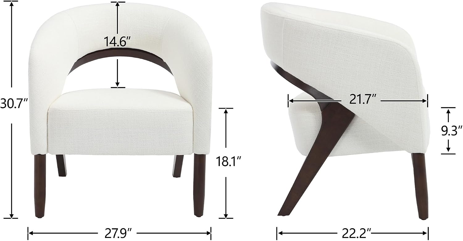 White Linen Barrel Accent Chairs Set of 2