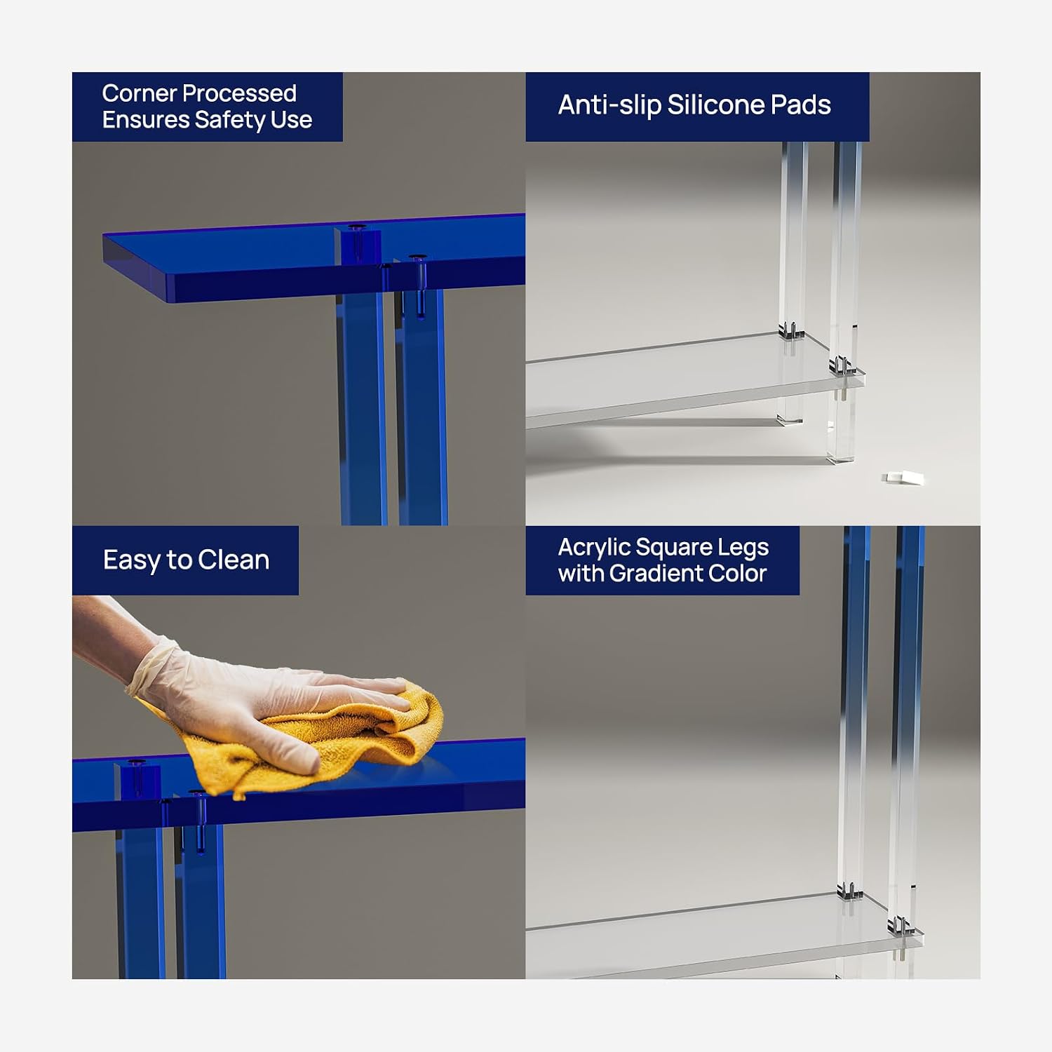 Gradient Blue Leg 2-Tier Narrow Acrylic Console Table