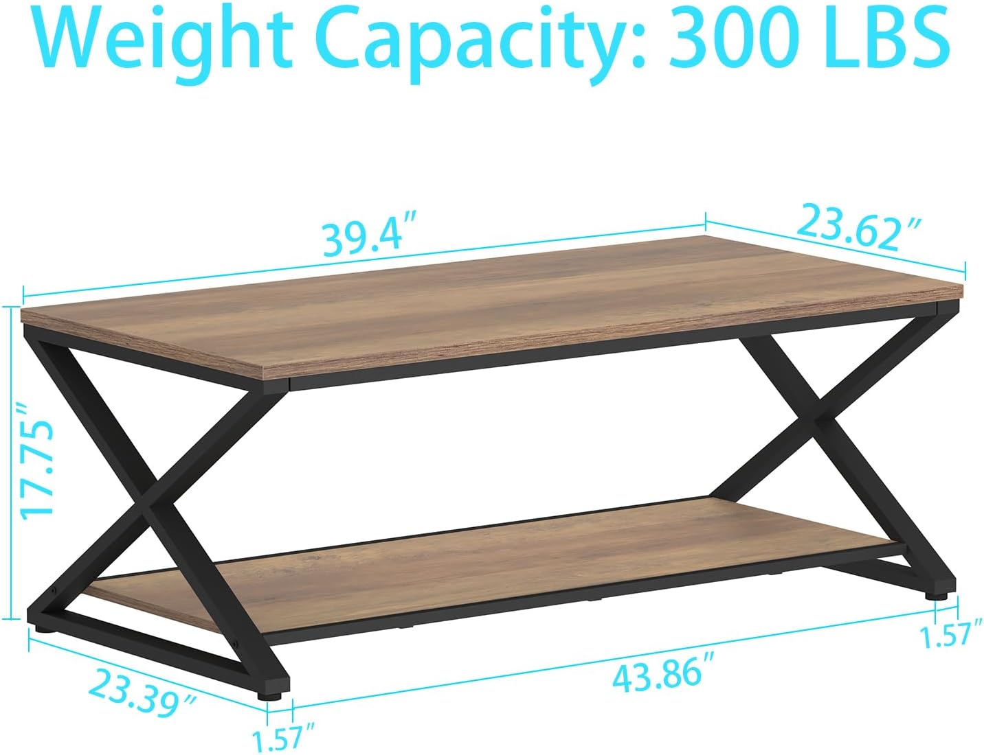 Wood Metal Farmhouse Storage Coffee Table