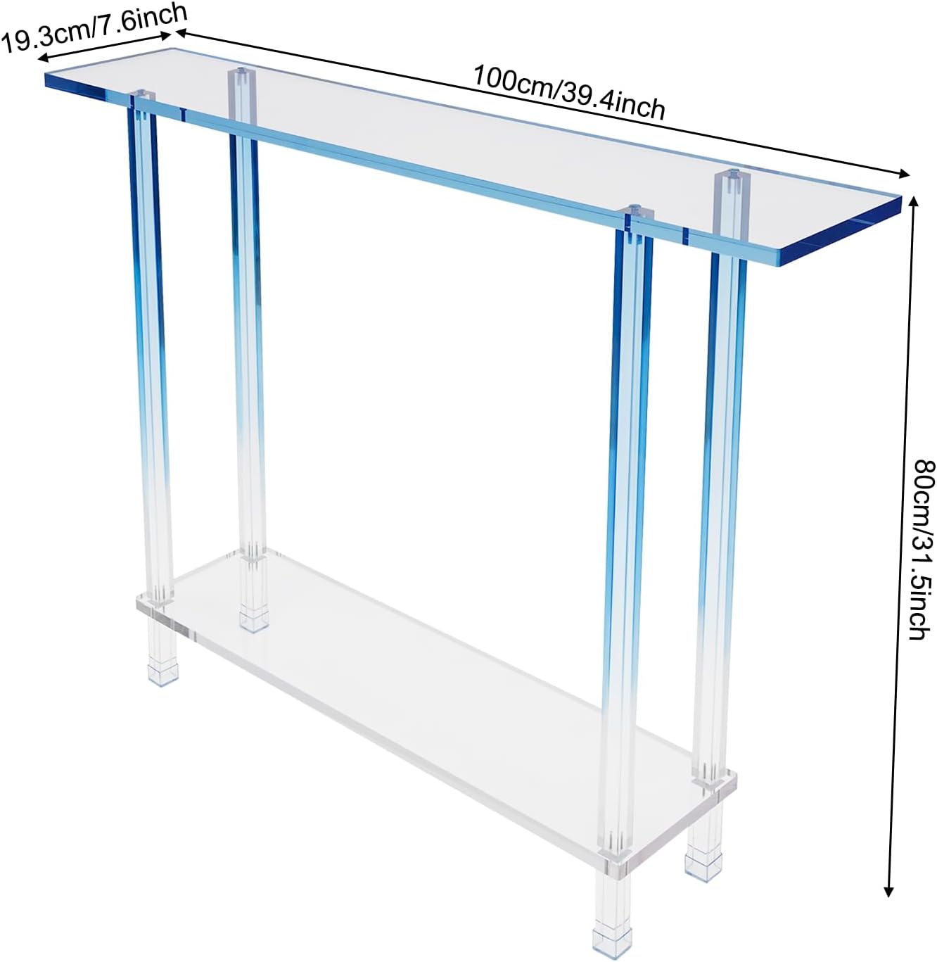 Gradient Blue 2-Tier Acrylic Console Table