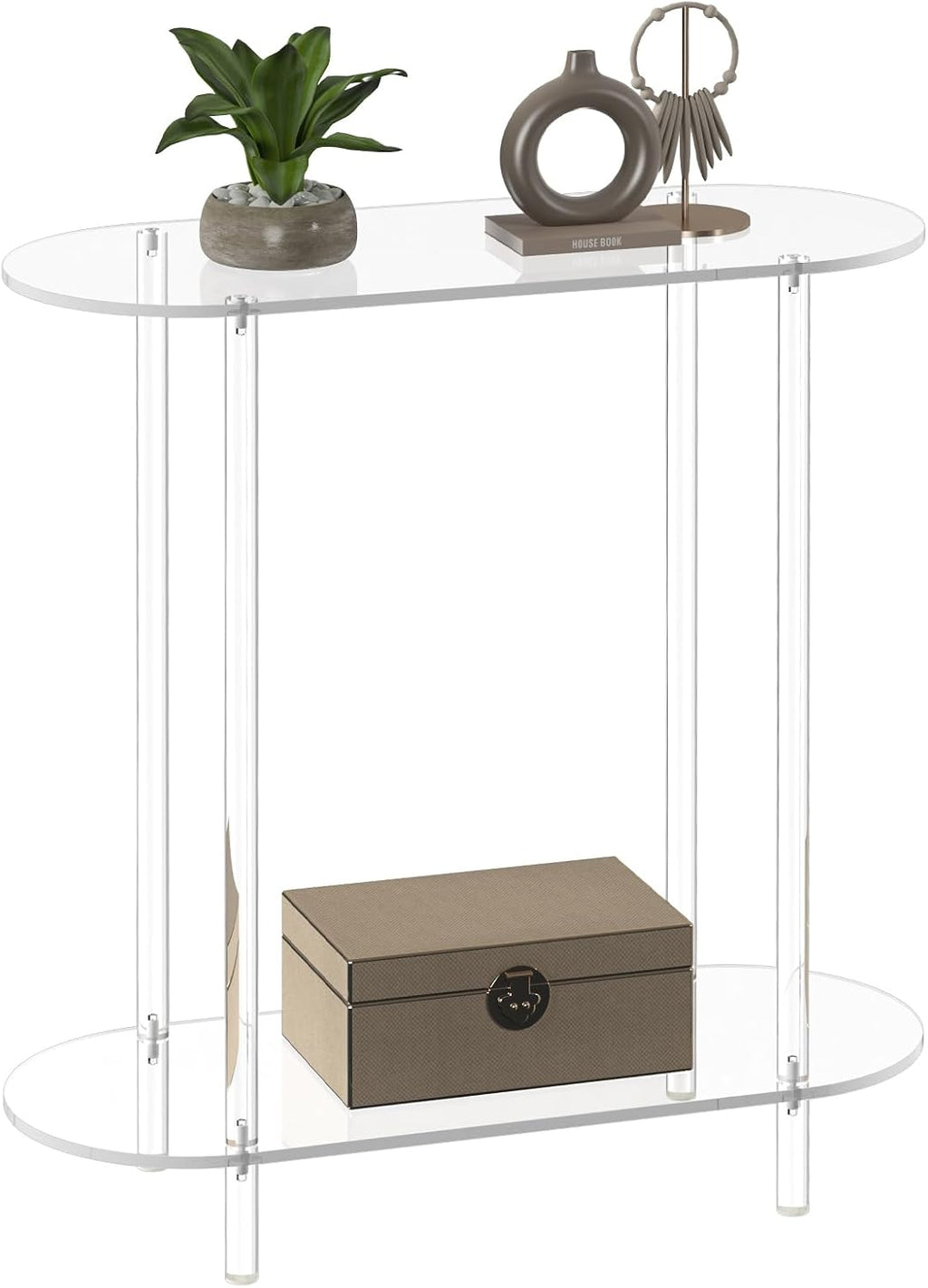 Small Oval 2-Tier Clear Acrylic Console Table