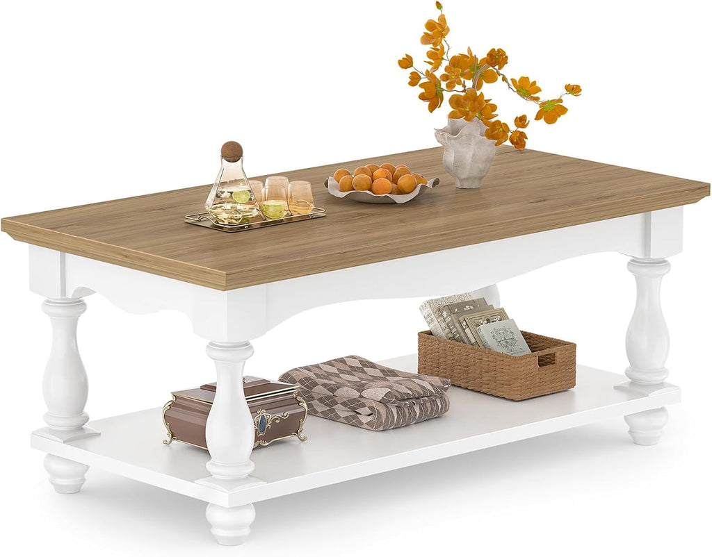Oak Two-Tier Farmhouse Coffee Table