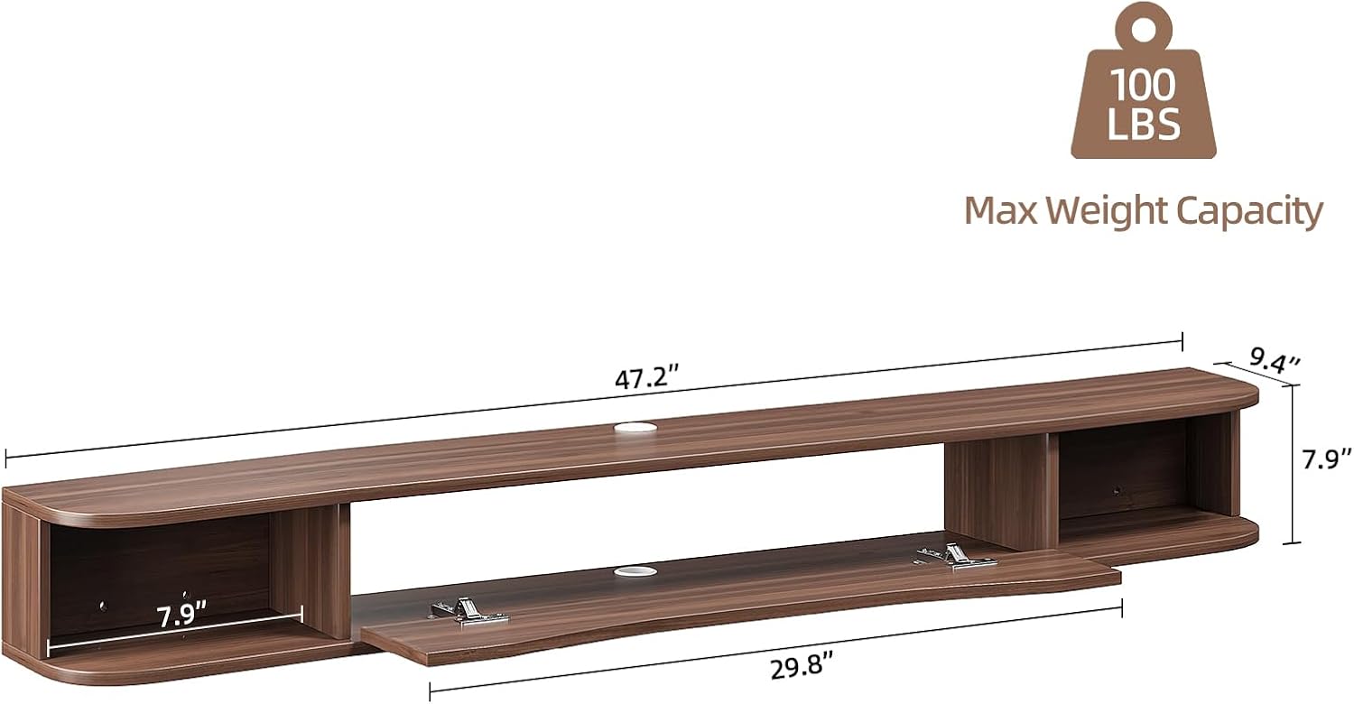 Walnut Plywood Floating Wall Mounted TV Stand