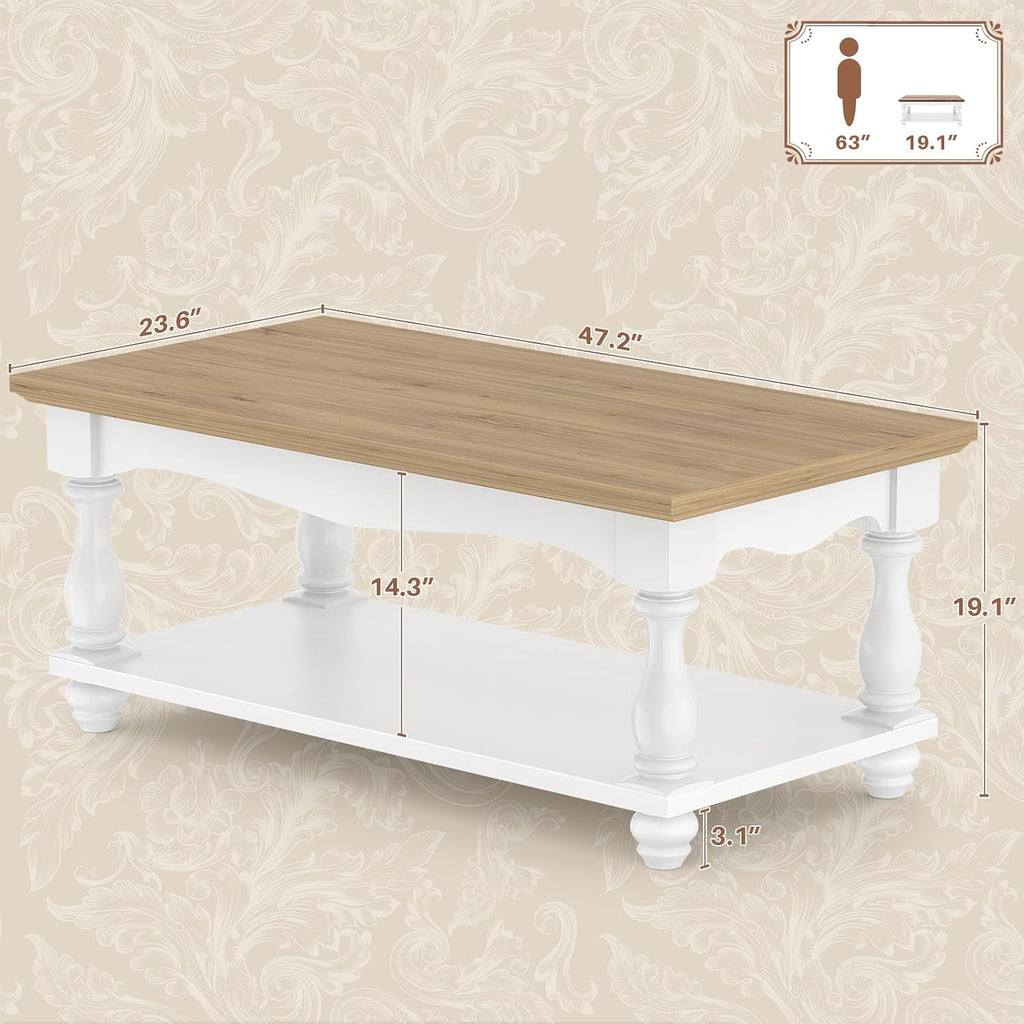 Oak Two-Tier Farmhouse Coffee Table