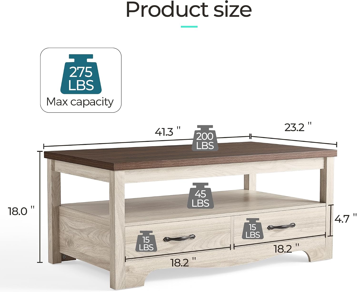 Oak Storage Coffee Table Curved Base