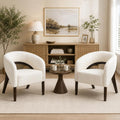 White Linen Barrel Accent Chairs Set of 2