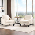 Beige Linen Upholstered Accent Chairs Set of 2
