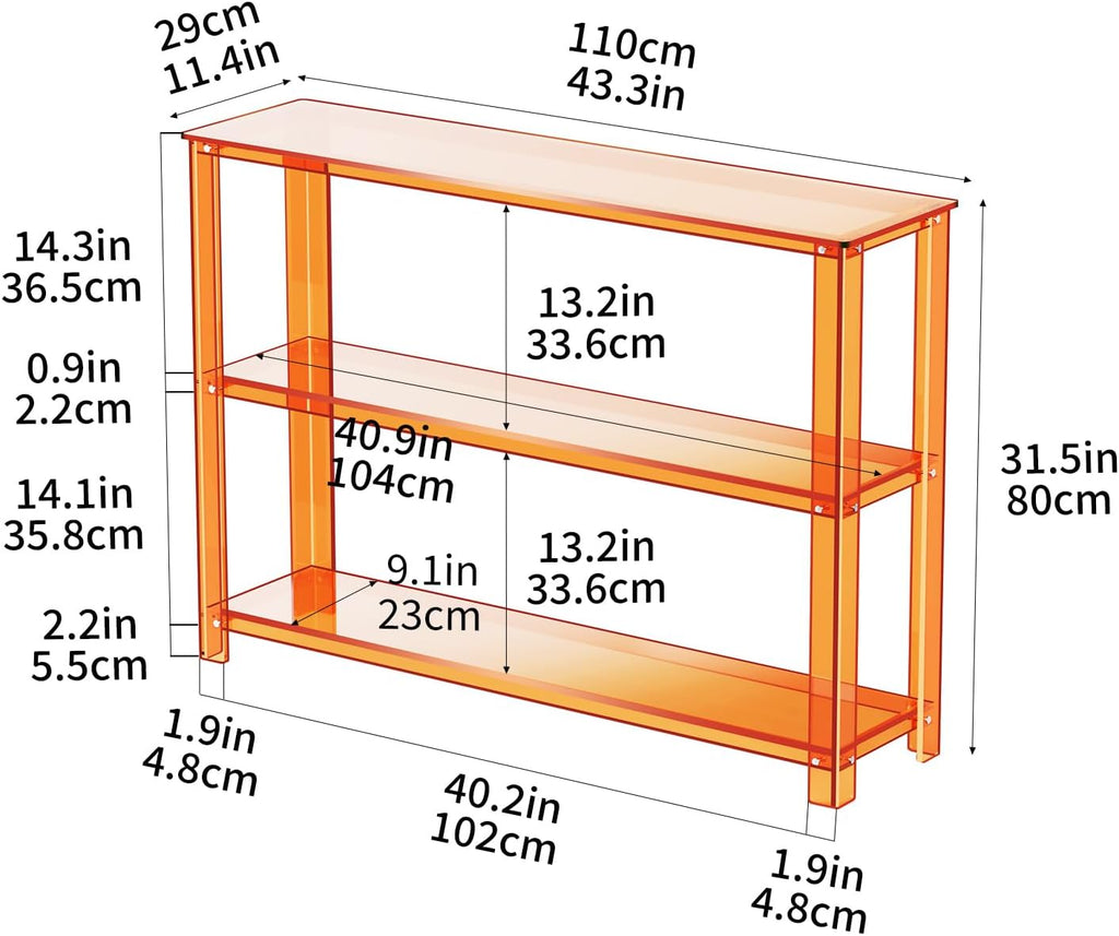 3-Tier Orange Acrylic Console Table