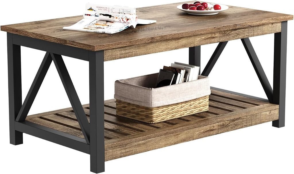 A-Frame Oak Black Farmhouse Coffee Table