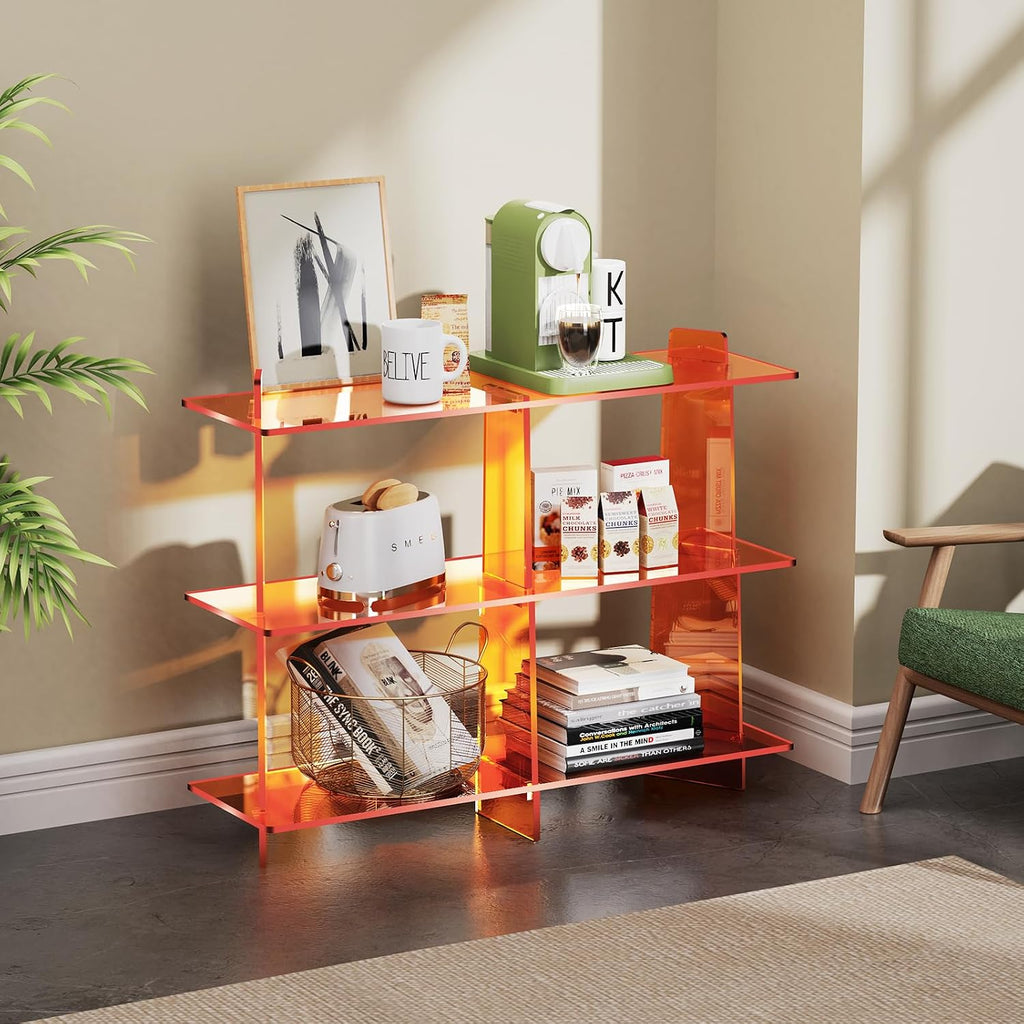 3-Tier Orange Acrylic Bookshelf
