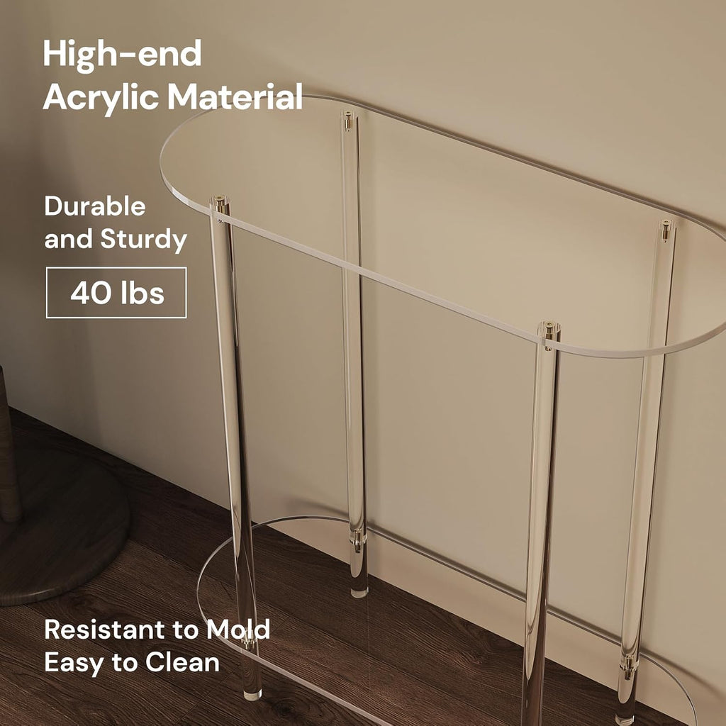 Small Oval 2-Tier Clear Acrylic Console Table