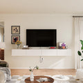 Off-White 55 Inch Floating TV Stand with Drawers