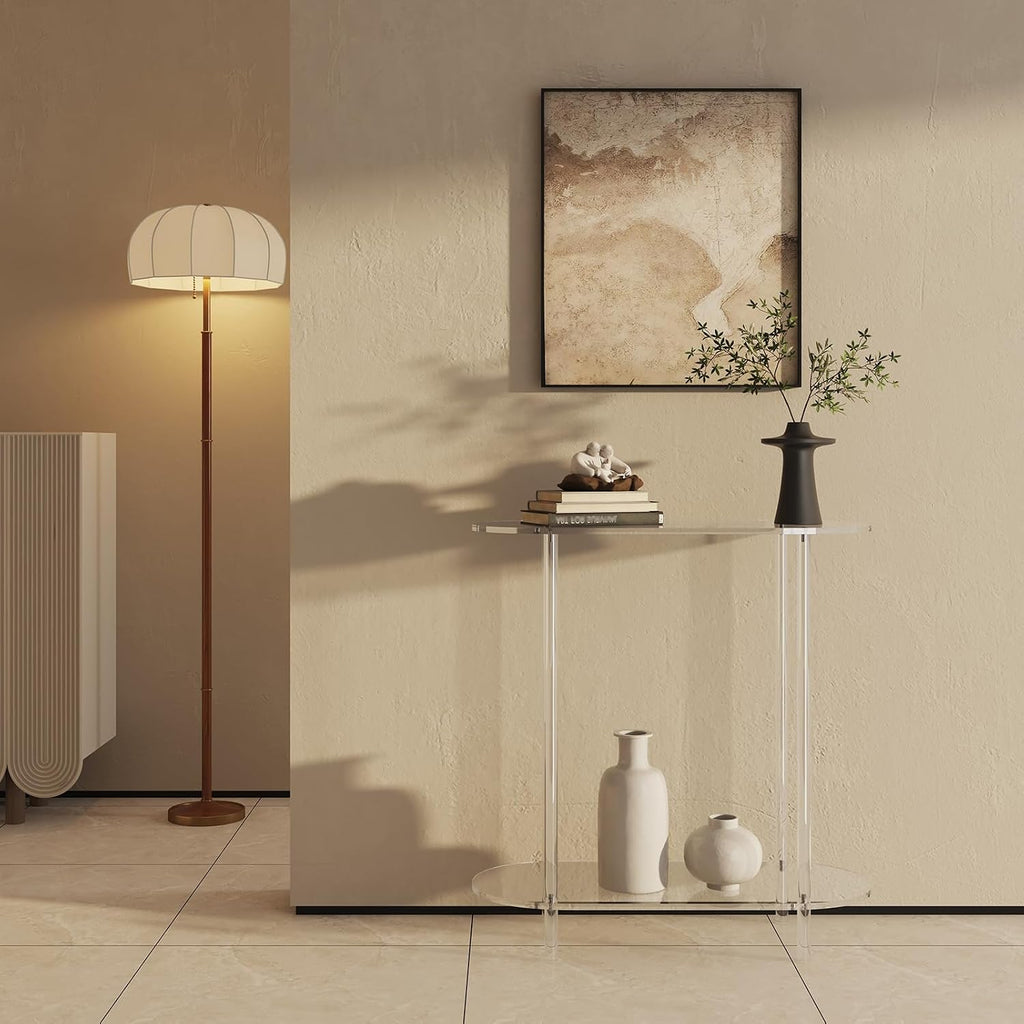 Clear Oval 2-Tier Acrylic Console Table