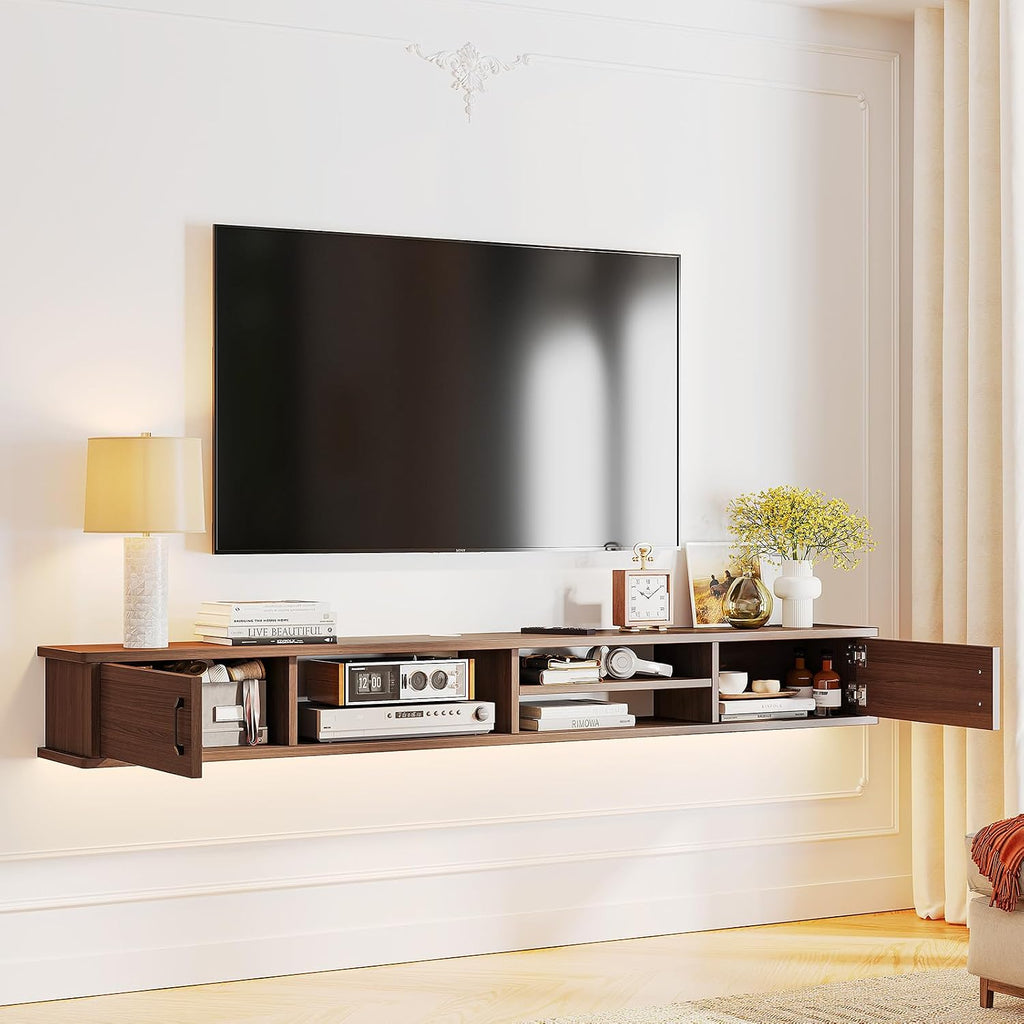Walnut Wall Mounted Floating TV Stand