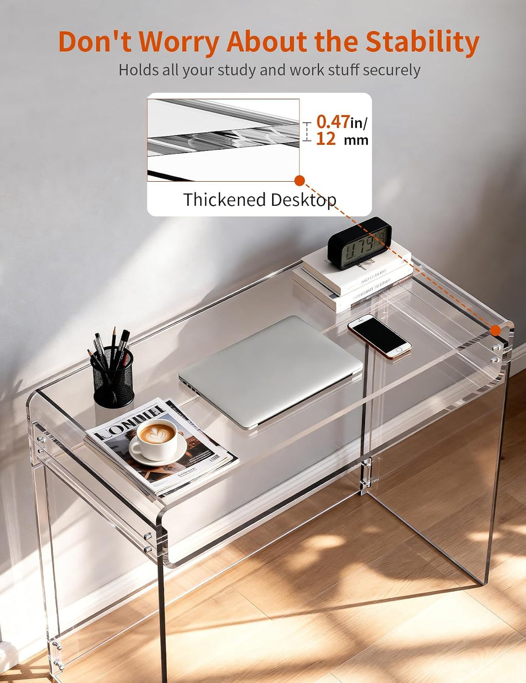Clear Acrylic Laptop Study Desk