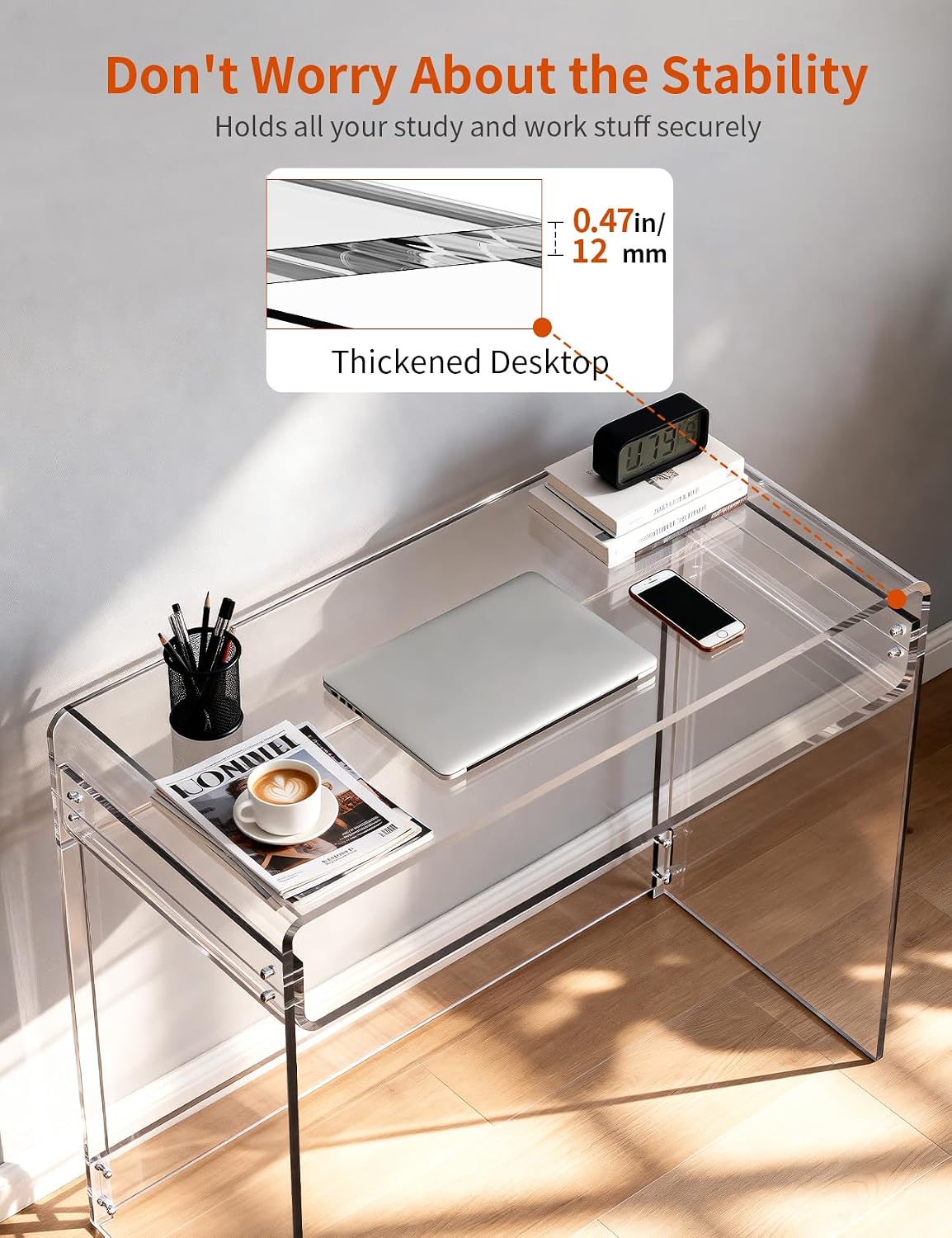 Clear Acrylic Laptop Study Desk