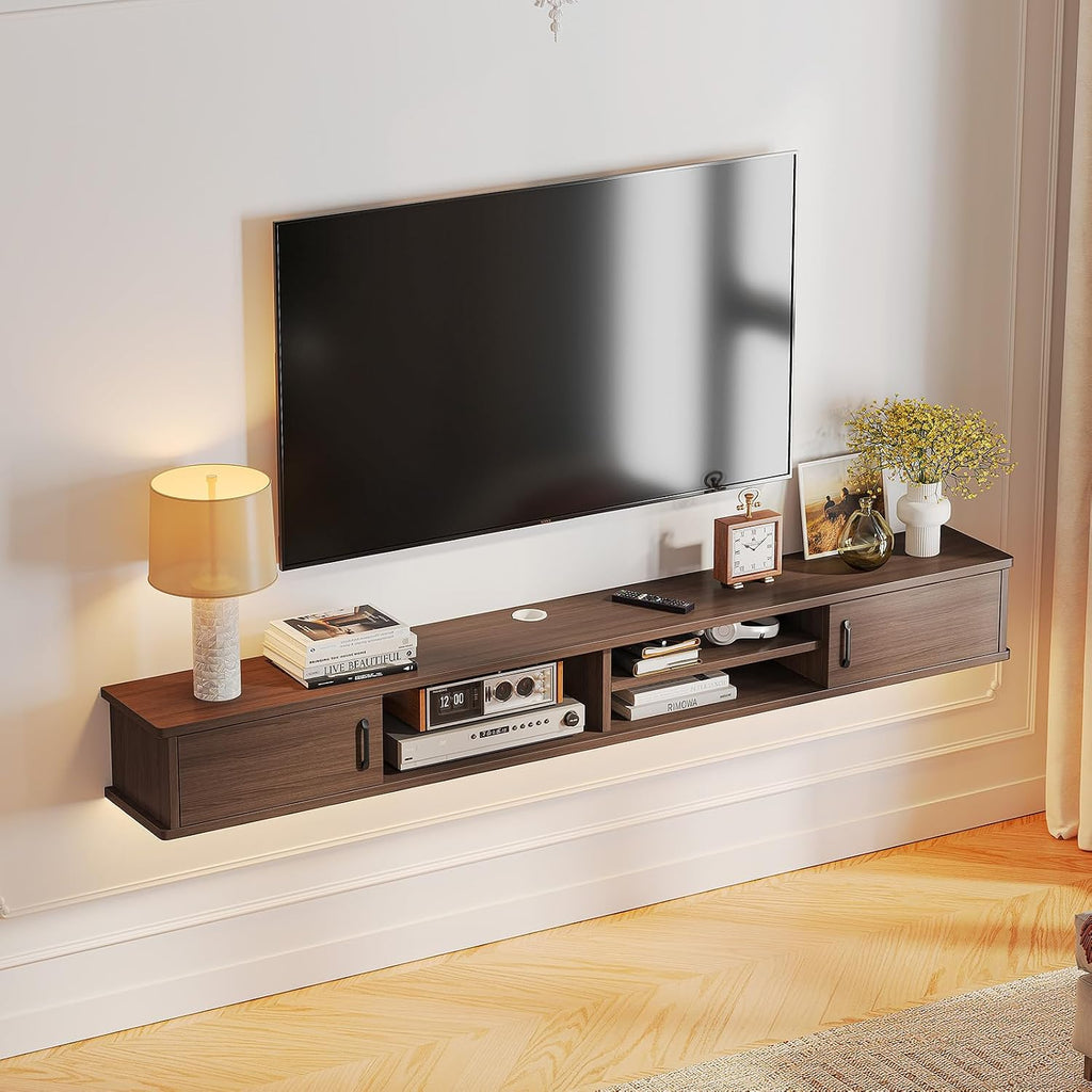 Walnut Wall Mounted Floating TV Stand