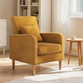 Yellow Linen Mid-Century Upholstered Accent Chair