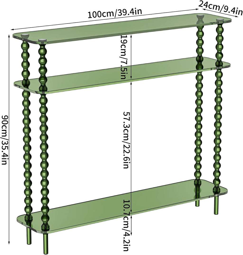 3-Tier Green Narrow Acrylic Console Table