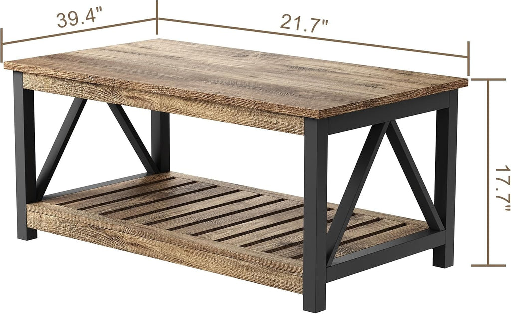A-Frame Oak Black Farmhouse Coffee Table