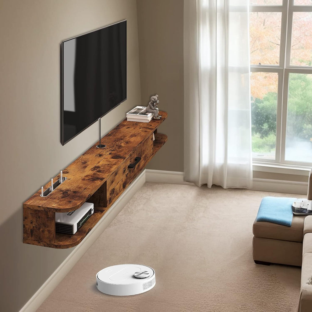 Rustic Brown Wall Mounted Floating TV Cabinet