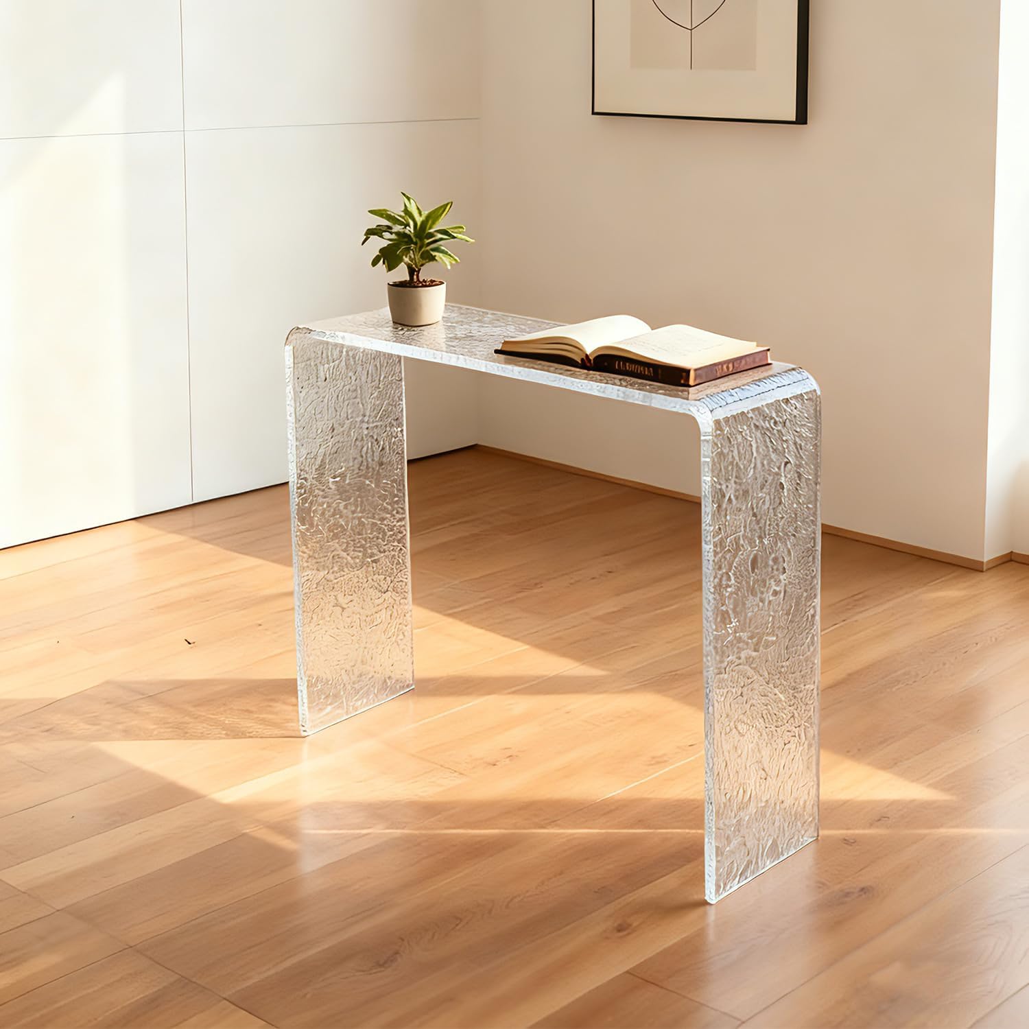 U-Shape Clear 1-Tier Acrylic Console Table
