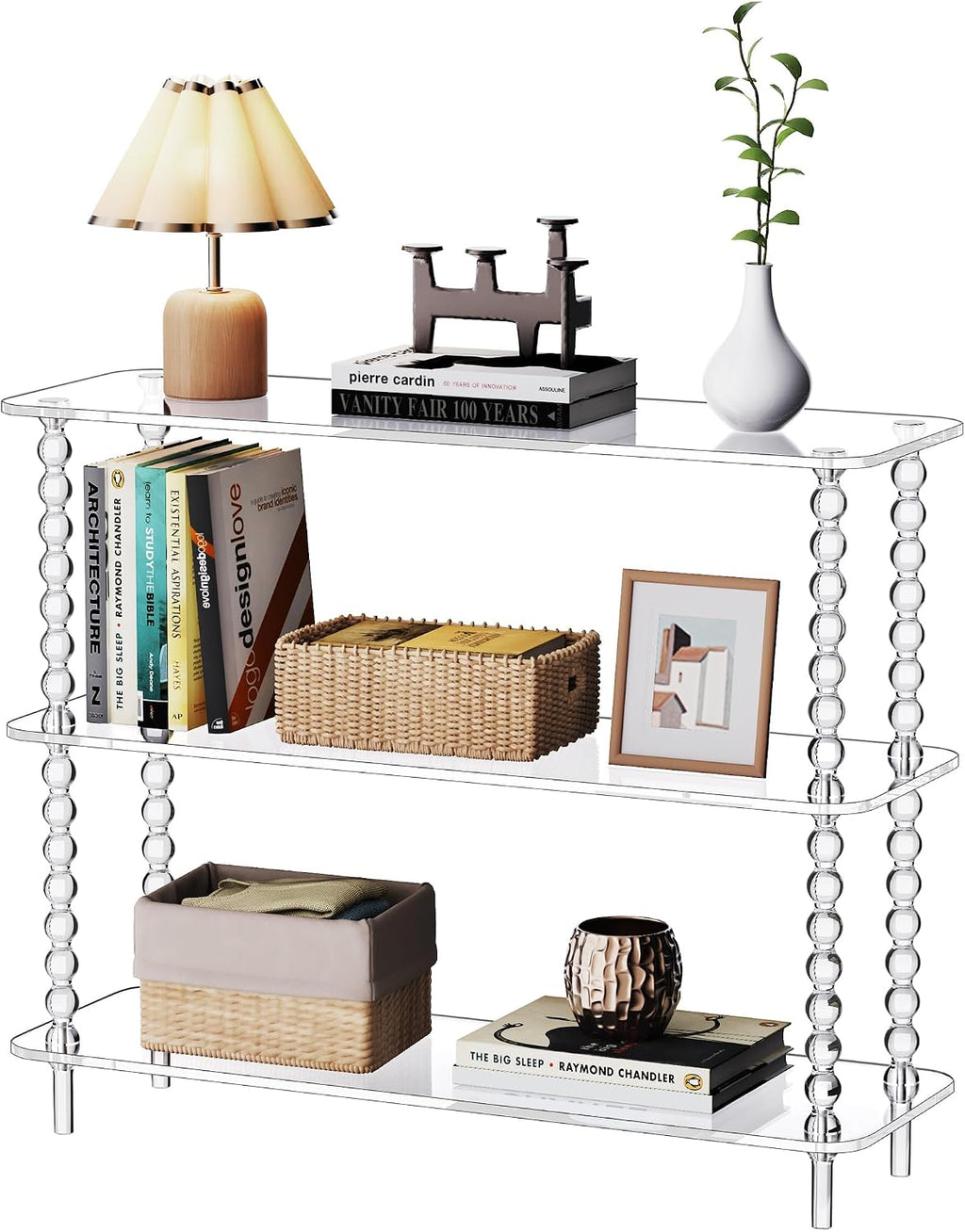 3-Tier Clear Acrylic Sofa Storage Table