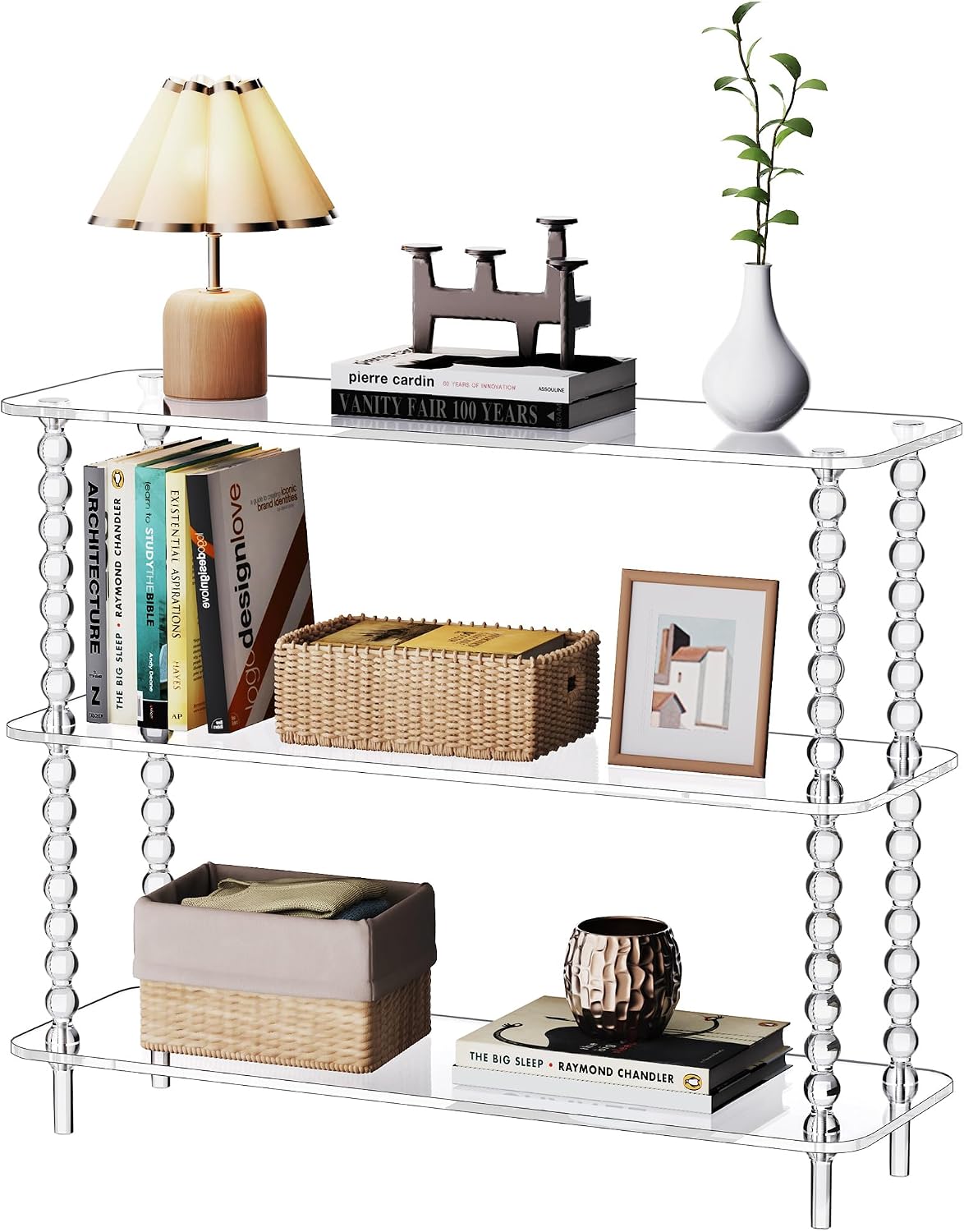 3-Tier Clear Acrylic Sofa Storage Table