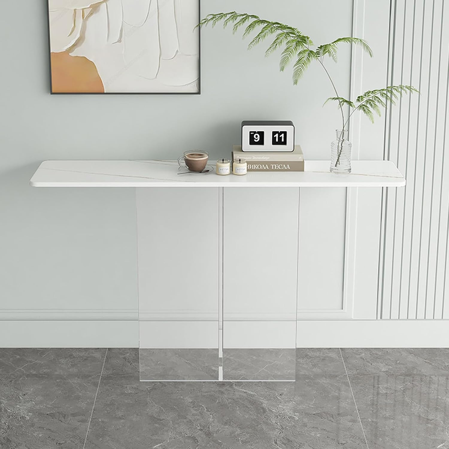Marble Top clear Acrylic Console Table