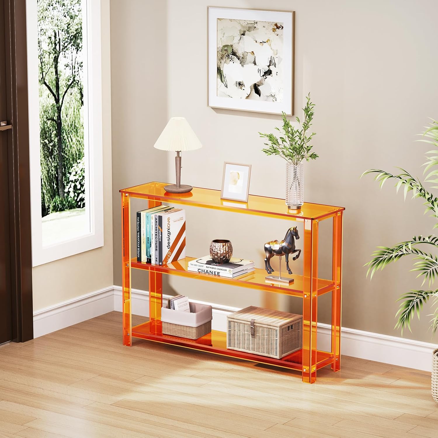 3-Tier Orange Acrylic Console Table