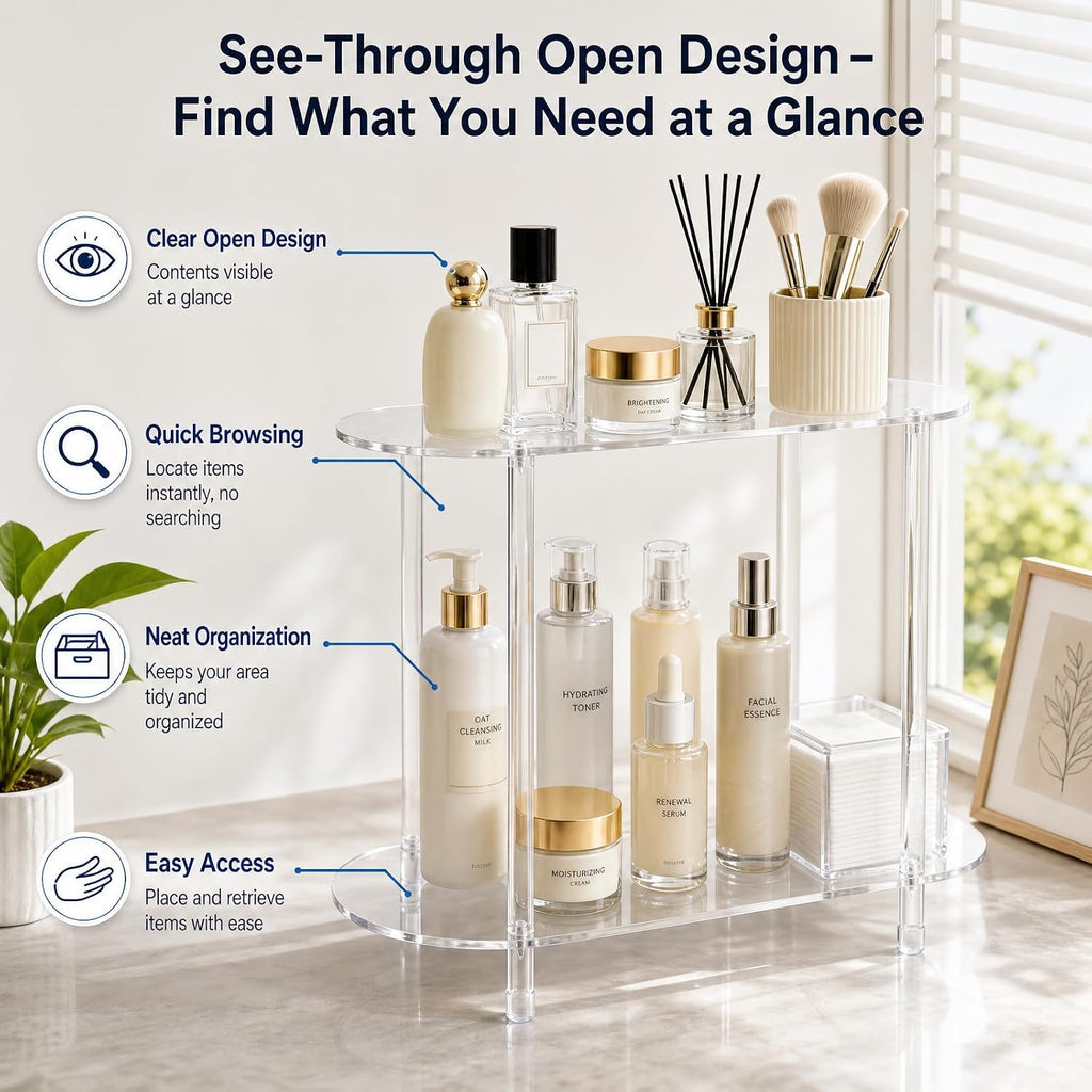 Oval 2-Tier Clear Acrylic Console Table