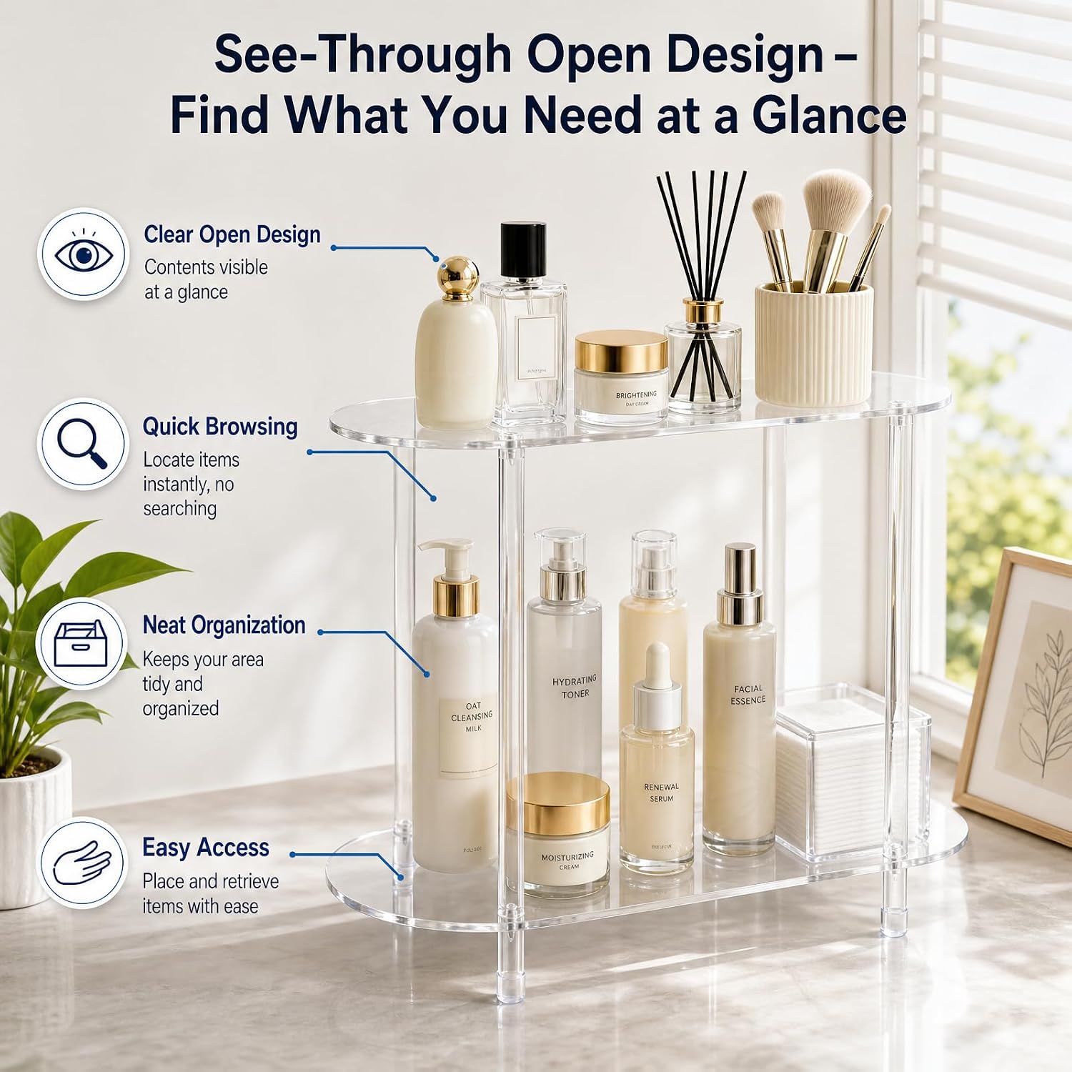 Oval 2-Tier Clear Acrylic Console Table