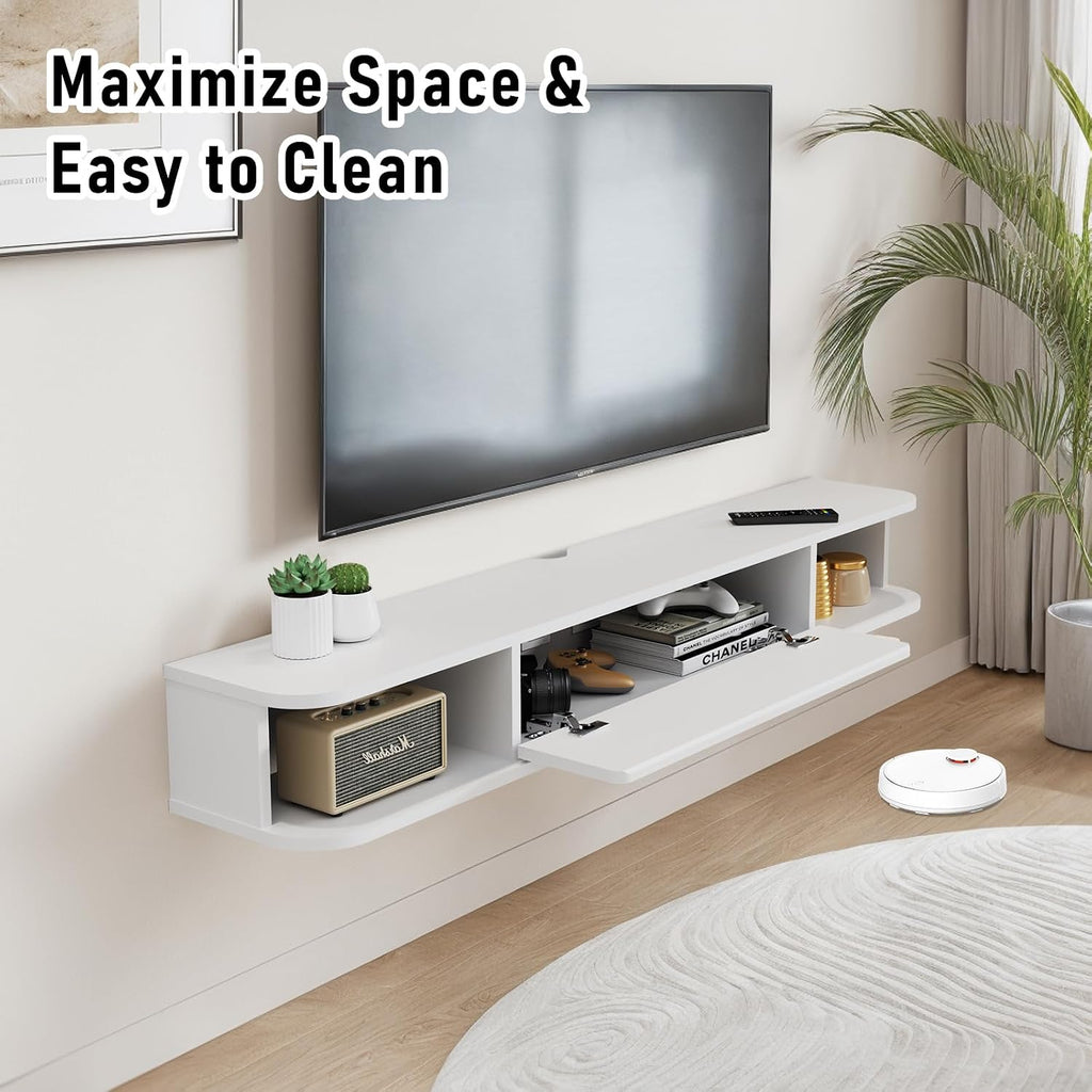 White Wall Mounted Floating TV Cabinet