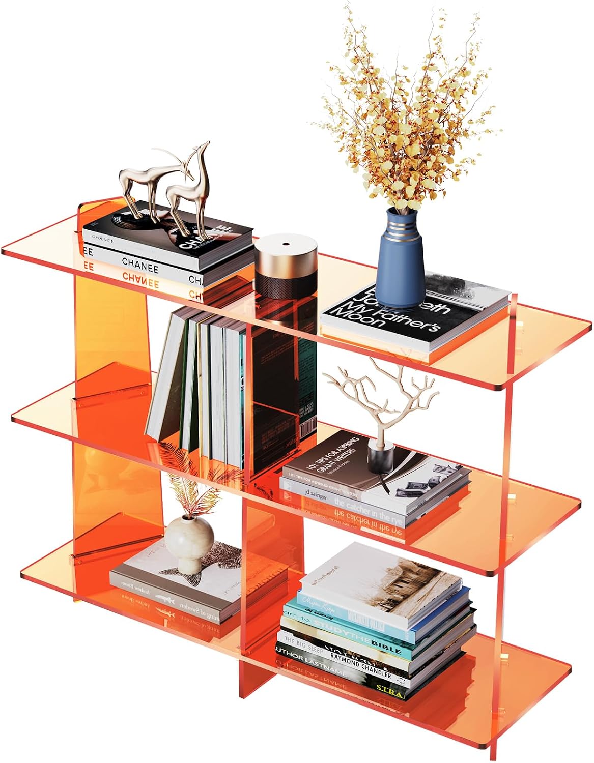 3-Tier Orange Acrylic Bookshelf