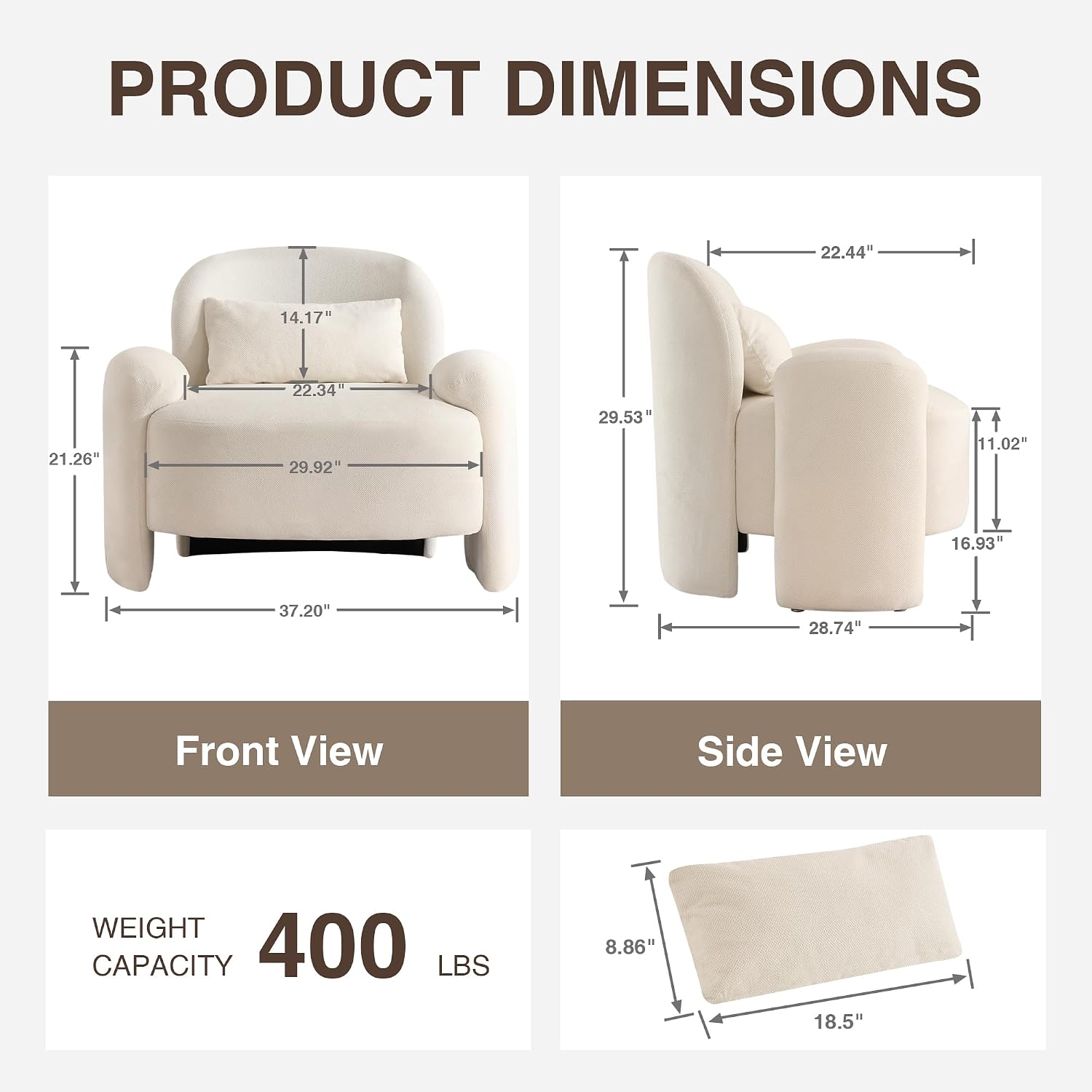 Beige Linen Mid-Century Accent Chairs Set of 2