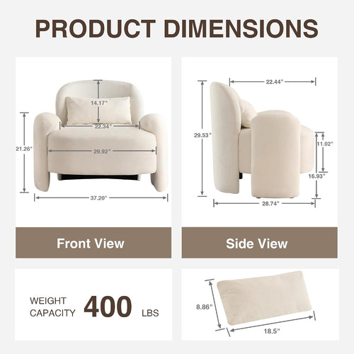 Beige Linen Mid-Century Accent Chairs Set of 2